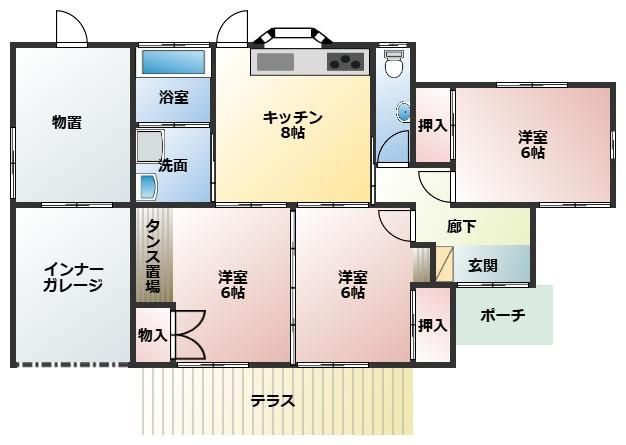 都城市平塚町の中古一戸建の間取り