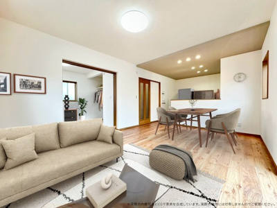 【居間・リビング】 | 【LDK　家具設置イメージ】
※画像に含まれる家具家電はCGで作成されたイメージです。実際の物件には付帯しません、