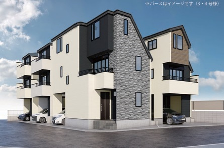 葛飾区西新小岩5丁目　新築戸建て　全4棟の外観パース