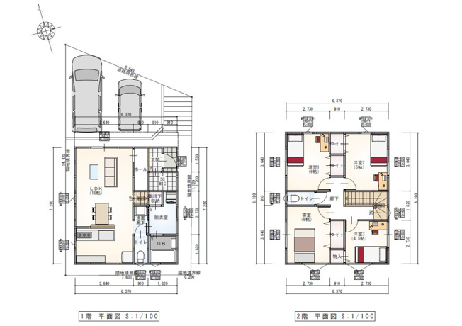 【土地図＋建物プラン例】 | 建物価格：1,590万円