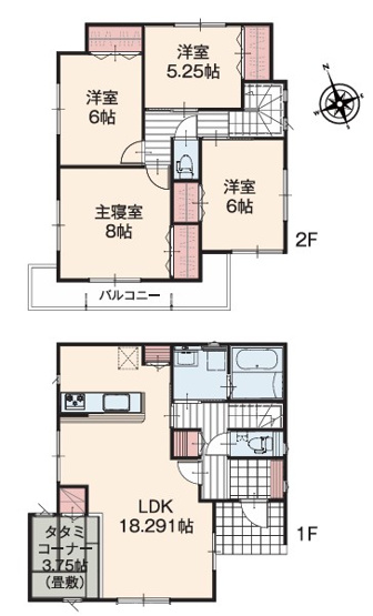 【間取り】 | 武蔵村山市伊奈平5丁目　新築　全2棟　1号棟 | 4LDK+畳コーナー