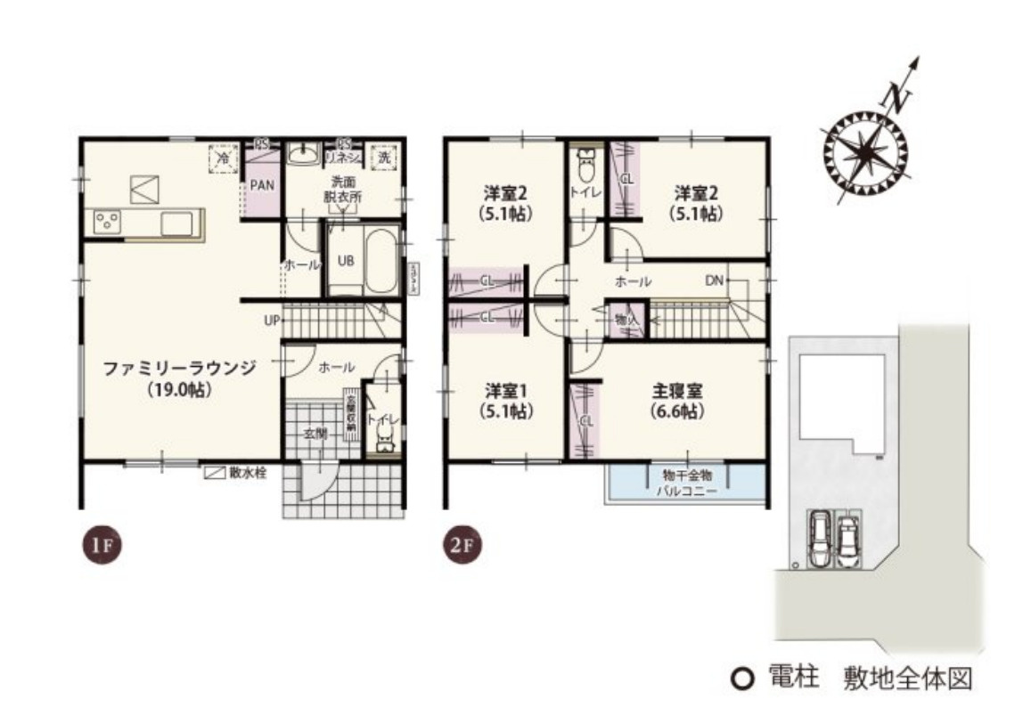 クライン龍ヶ崎市白羽第1期　２号棟　新築戸建の間取り