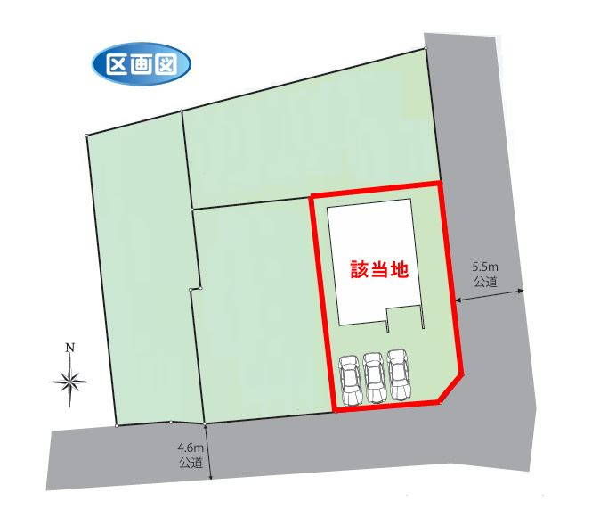 【中古】郡山市久留米5丁目　　　　柴宮小学校、郡山第7中学校の区画図|南東角地♪