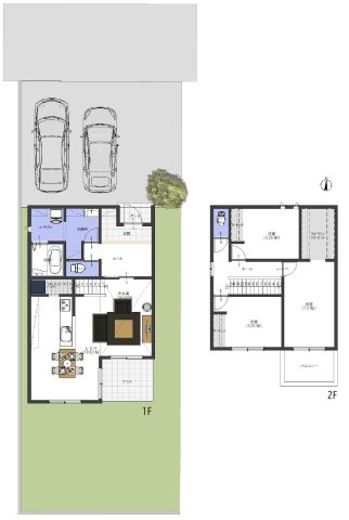 御影山手4丁目 売土地 1号地の土地図＋建物プラン例|土地価格：7,280万円　建物価格：2,810.5万円　
合計：1億90.5万円（外構・地盤改良工事等別途）