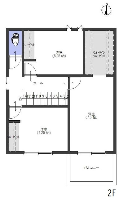 御影山手4丁目 売土地 1号地の参考プラン|間取図 2F