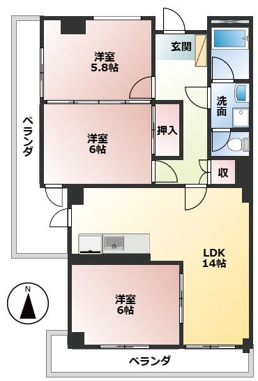中央タワーズRiho大垣の間取り