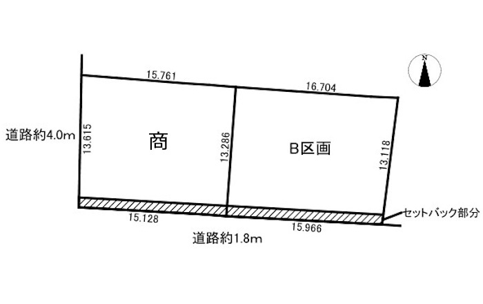 2区画分譲地　鏡島　B区画の区画図