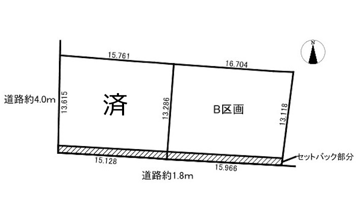 2区画分譲地　鏡島　B区画の区画図