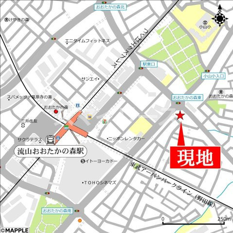 フリージアおおたかの森 の地図