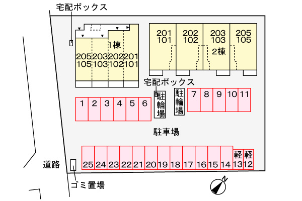 ブルーメＢの駐車場