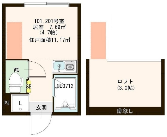 豊島区千川１丁目のアパートの間取り