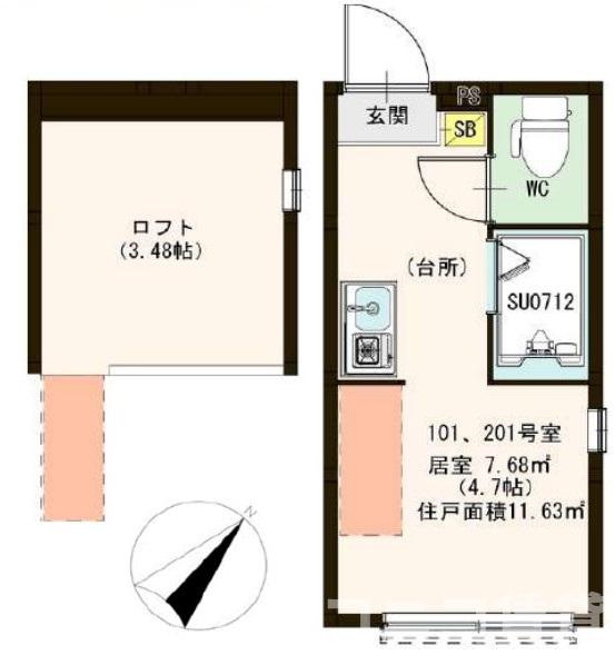 江戸川区平井１丁目のアパートの間取り