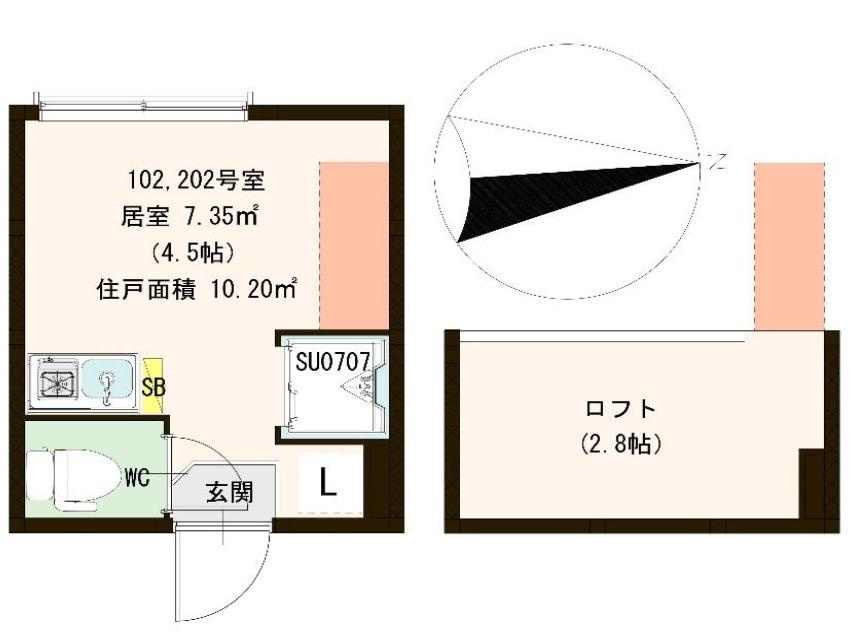 新宿区高田馬場３丁目のアパートの間取り
