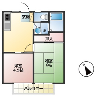 【間取り】 | コーポラスサニーA棟 | 2DK