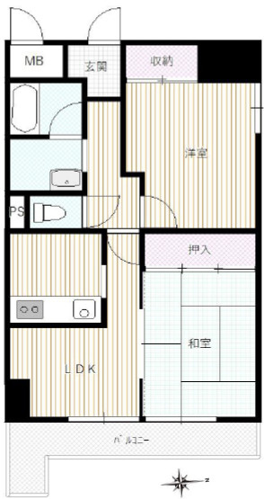 サンエクセル江井ヶ島　4階の間取り|2LDKです。
