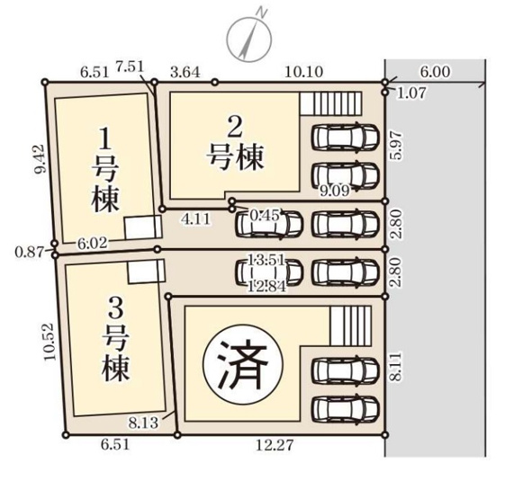 【区画図】 | 春日市一の谷1丁目　3号棟（全4棟）【仲介手数料無料・0円】 | 区画図です。3号棟