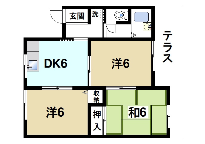ローゼ宝来Ⅱの間取り|間取りです