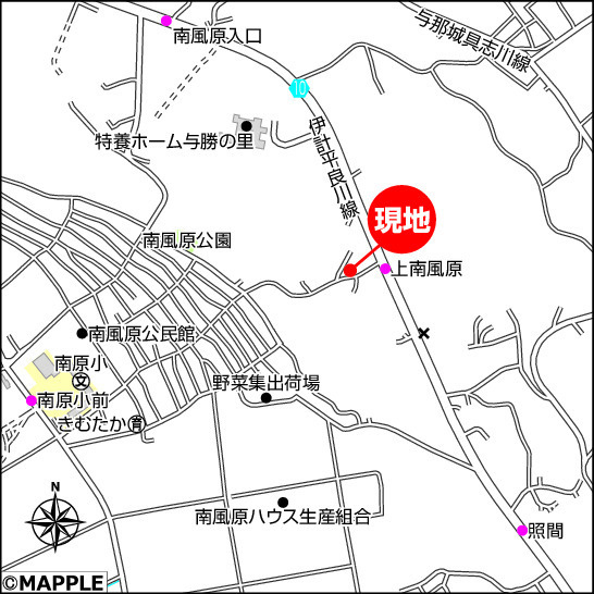 ハートフルタウン勝連南風原Ⅱ　1号棟の地図