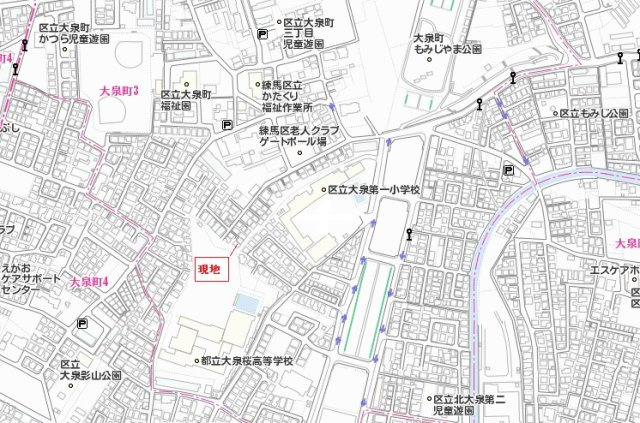 大泉町３－１７－４　戸建の地図