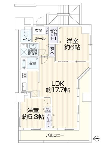 ドミール八王子の間取り|～南向き2LDK　南西角住戸につき陽当たり・風通しも良好です～