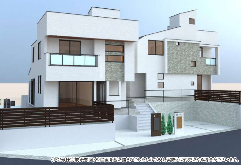 横浜市都筑区北山田5丁目 新築戸建て【仲介手数料無料】の外観パース