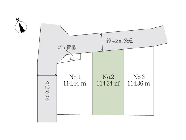 【土地図】 | 新座市畑中3丁目　建築条件無売地　全3区画　（丸井志木店） | 建築条件の無い土地だからこそ、自由度の高い設計が可能です。
弊社では施工も承っており、信頼の技術と豊富な経験でお客様の夢を形にします。