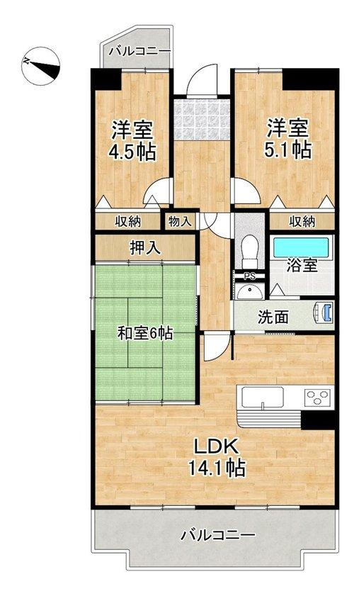 グラン・コート南仙台第2の間取り|キッチンを中心に水回りをまとめた集約型水回りで家事ラクをサポート♪