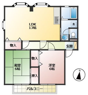 【間取り】 | サンライフ南蔵王A棟 | 2LDK