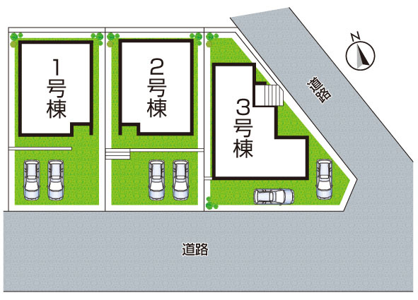 神戸市北区鈴蘭台北町　第12期　新築一戸建ての区画図|全３区画