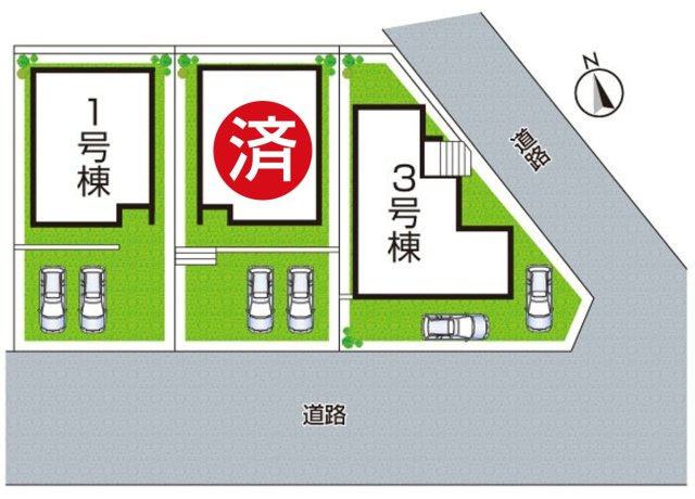 29日(土)30日(日)現地ご見学可能！　神戸市北区鈴蘭台北町　全3邸の区画図