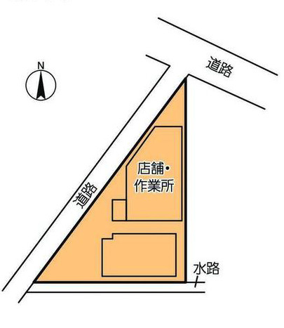 平塚市入野　中古戸建（店舗・作業所付）の区画図