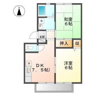 【間取り】 | ジュネパレス東福山B | 2DK