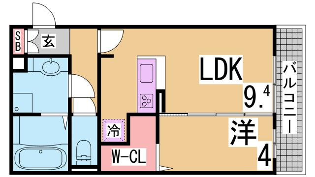 神戸市兵庫区中道通９丁目のアパートの間取り