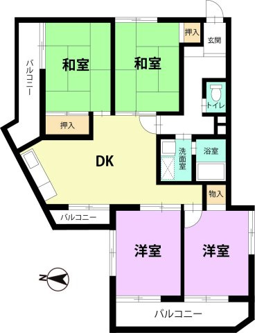 丸美タウンマンション笠寺の間取り|７４．１６㎡の広々４ＤＫ 