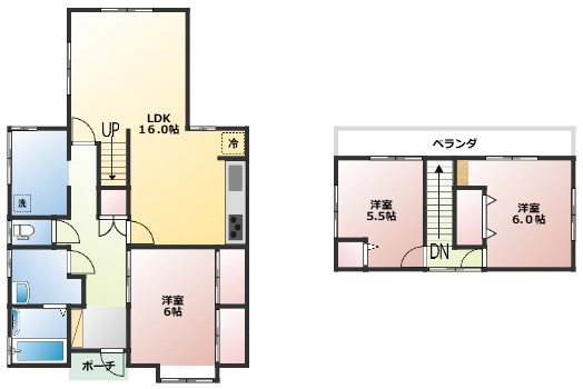 三戸郡階上町蒼前東4丁目の間取り
