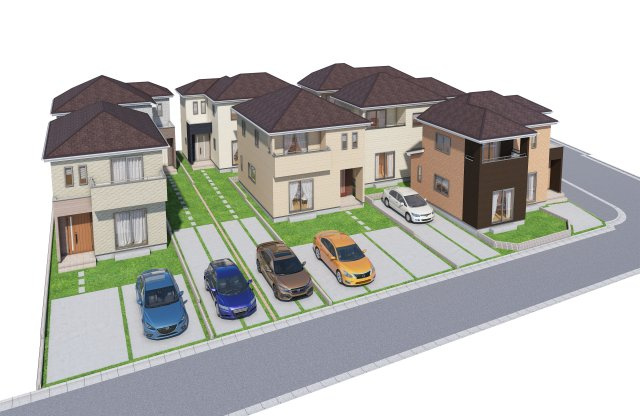 ハートフルタウン沖縄市桃原　G号棟の外観パース|イメージパースです