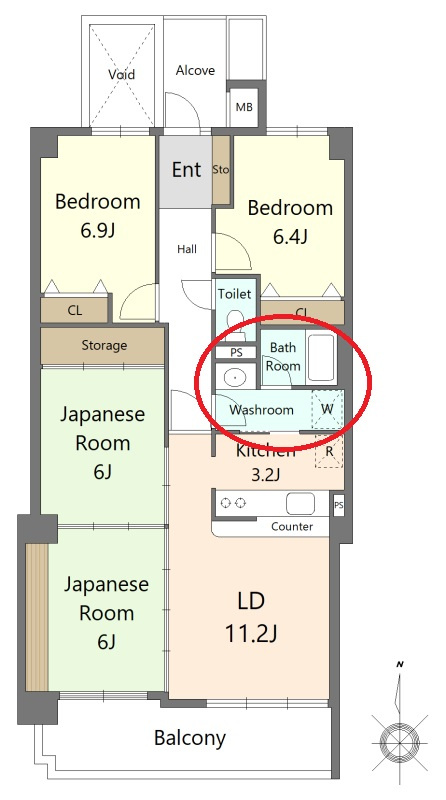 シティコーポ島田東B棟の独立洗面台|キッチンから出入り可能な洗面室です！