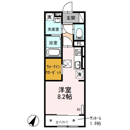プランドール Ｂの間取り|間取図（プランドール Ｂ 103）1R