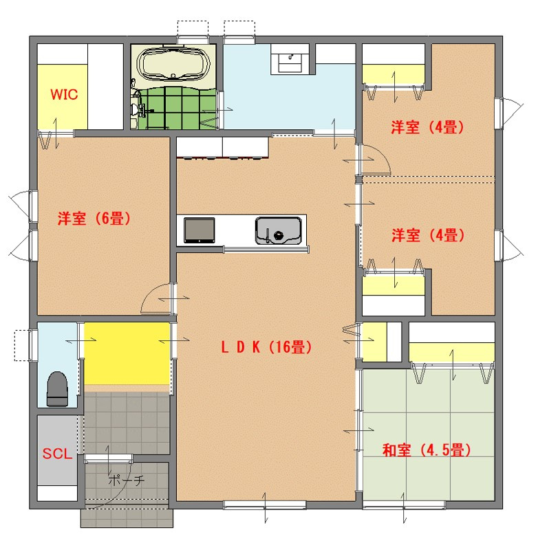 国富町本庄　新築戸建の間取り