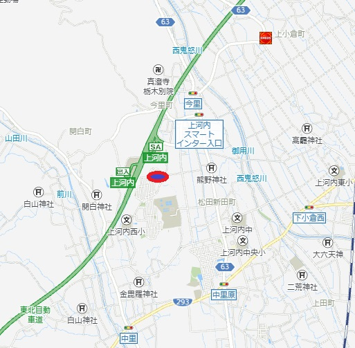 宇都宮市松風台　土地　の地図