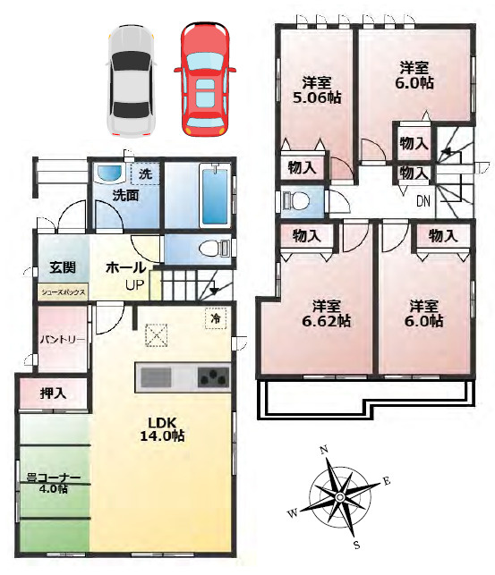 練馬区西大泉4丁目　築浅×美築　並列2台駐車　中古戸建の間取り
