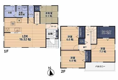 【中古】坂戸市中小坂中古住宅の間取り|4LDKの広々間取り！