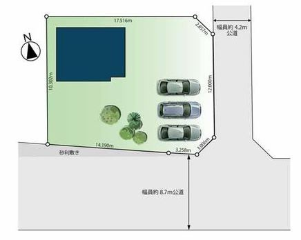 【中古】坂戸市中小坂中古住宅の区画図|開放感ある角地です☆