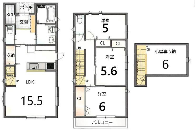 岩倉忠在地町 土地(A号地)の参考プラン|建物参考プラン