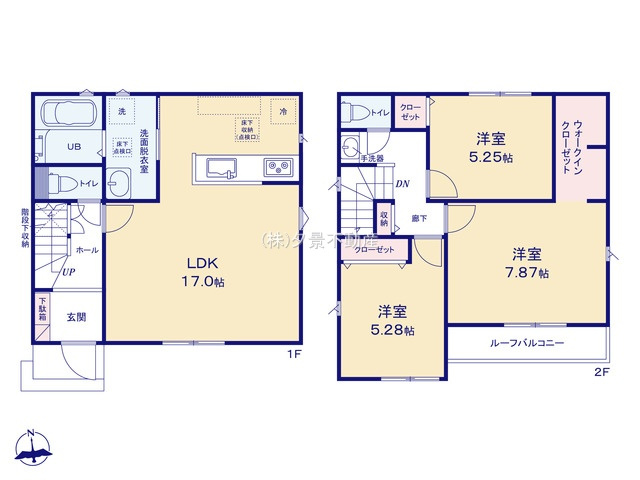 《仲介手数料無料》緑区道祖土４丁目28-1(5号棟)新築一戸建てリナージュの間取り