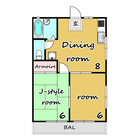 【間取り】 | コーポ高橋 | ★温水洗浄便座★エアコン★ネット対応★モニタ付インターホン★