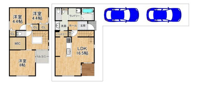 【外観パース】 | 下鴨蓼倉町　売土地 | 【新築参考プラン】※外構費・地盤改良費等別途要
　建物面積：91.91㎡　建物価格：2,224万円