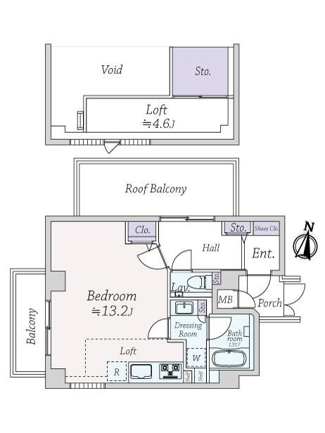 クオリア小石川の間取り|クオリア小石川：三方向角部屋の１Ｒリノベーション物件はロフト付きのお部屋となっております！