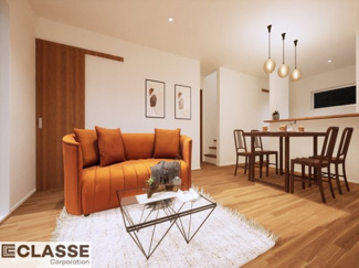 【完成予想図】 | 城陽市寺田深谷　3区画　2号地　売土地　建築条件付き | アトリエスタイルハウス仕様の窓はペアガラス、サッシはアルミ×樹脂複合のハイブリットサッシを採用。ガラスの間には断熱性の高いアルゴンガスを充填しておりますので、より断熱性能が高まる仕様になっております。