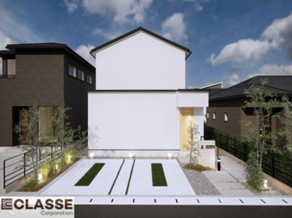 【外観パース】 | 城陽市寺田深谷　3区画　2号地　売土地　建築条件付き | 弊社は、気密測定器を保有しており、自社での気密測定を実現しております。気密処理をし、気密測定まで標準でさせていただいております。